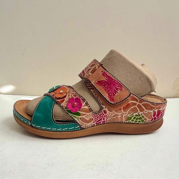 NWOT Spring Step L'Artiste Rayna PillowSoft Floral Slide Wedge Sandal EU 40 US 9 - Picture 6 of 13